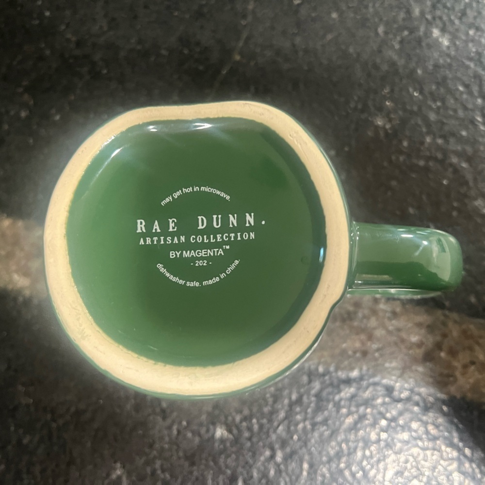 Rae Dunn Magenta CUP OF CHEER Green 20 Oz Ceramic Coffee Tea Mug Cup New - Picture 5 of 5